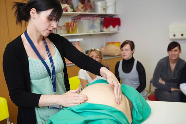Pictured midwifery students from Bradford University being taught in the universities health studies faculty building. Photo credit: Other: Bradford University.