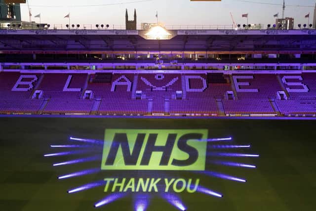 THANKS: Bramall Lane has shown its gratitude to the NHS