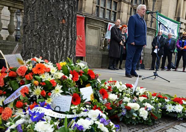 Bill Adams, Yorkshire and Humber TUC Regional Secretary, pictured,  during International Workers Memorial Day last year.