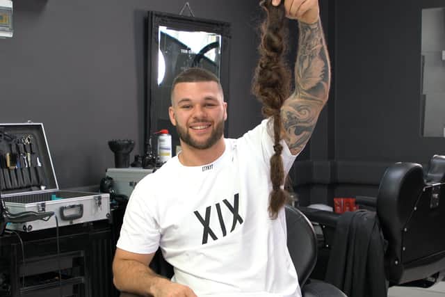 Alex Foster raised money earlier this year for the Prince of Wales Hospice in Pontefract by having his long, flowing locks cut off.