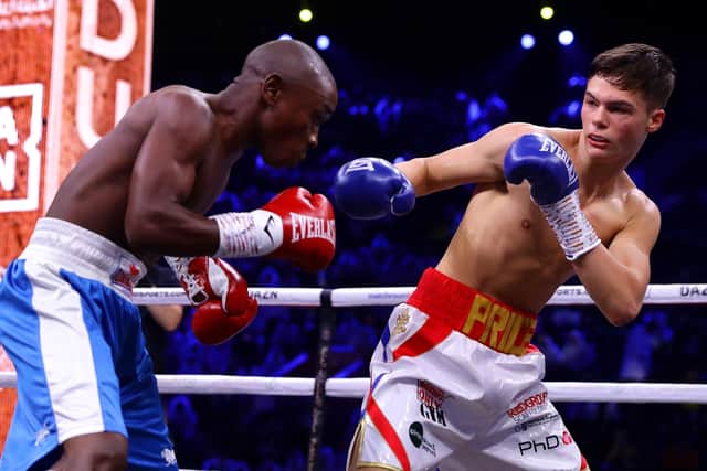 ON THE WORLD STAGE: Leeds boxer Hope Price, right, in action against Swedi Mohamed on the undercard of Anthony Joshua’s fight against Andy Ruiz Jr in December last year. Picture: Getty Images.