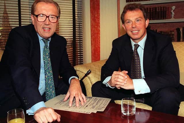 The late Sir David Frost with Tony Blair.