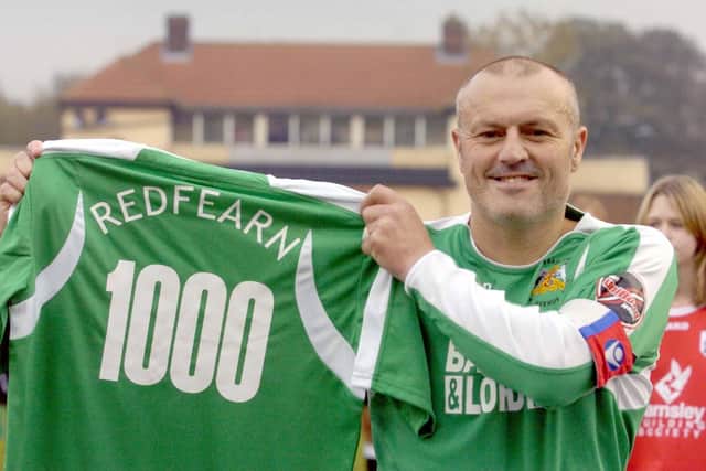LANDMARK: Bradford Park Avenue's Neil Redfearn (captain) on the day he celebrated his 1,000th game as a player. Picture: James Hardisty.