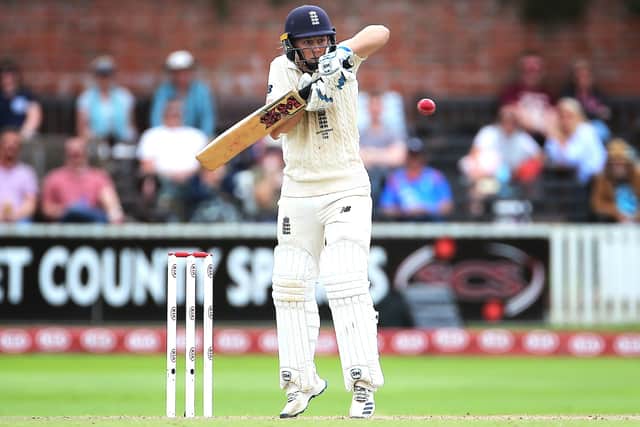 KEEP US AROUND: England captain Heather Knight in action during the Women's Ashes Test match at Taunton in July last year. Picture: Mark Kerton/PA