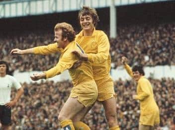 PLAUDITS: Billy Bremner and Allan Clarke celebrate at White Hart Lane, where Leeds United's football and their behaviour was widely praised