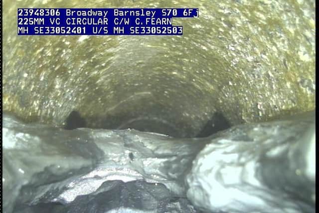 A blockage in the sewers on the Broadway in Barnsley
