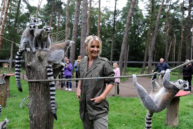 TV Presenter Helen Skelton, meets the Lemurs during filiming at The Yorkshire Wildlife Park, near Doncaster last August. Picture: Simon Hulme.
