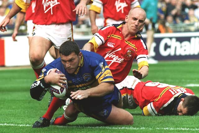 WAIT AND SEE: Barrie McDermott in action for Leeds Rhinos.