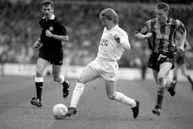 TOP MAN: Gordon Strachan, in action for Leeds United against Bradford City at Elland Road on April 8,1990.