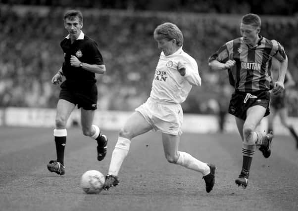TOP MAN: Gordon Strachan, in action for Leeds United against Bradford City at Elland Road on April 8,1990.