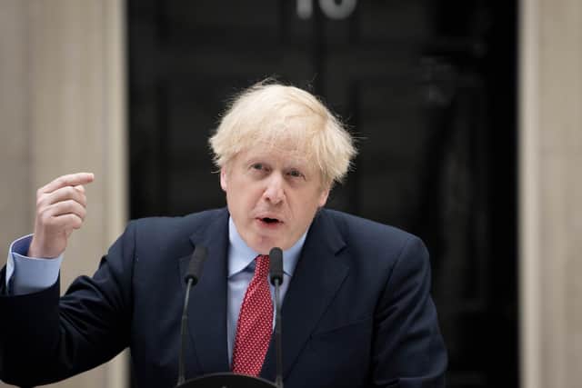 Boris Johnson during his 10 Downing Street statement on Monday.