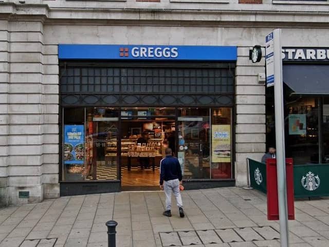 Greggs has become the latest high street retailer to put forward plans to reopen its stores despite the coronavirus lockdown. Pictured The Headrow Greggs in Leeds.