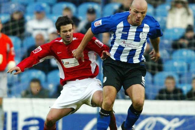 On Owls duty: Sheffield Wednesday's Guy Branston wins the ball from Hartlepool's Adam Boyd in 2004.