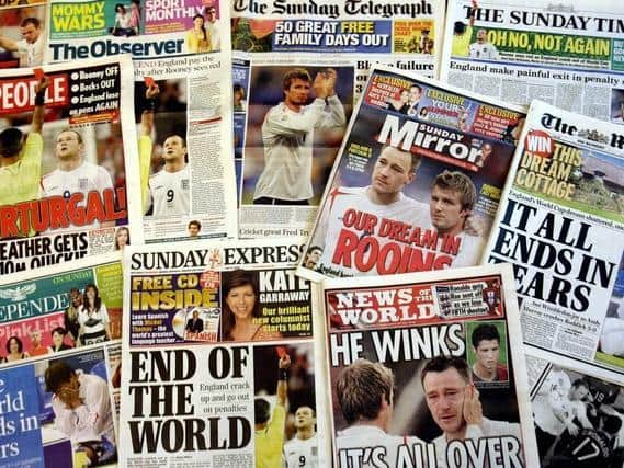 Newspaper headlines after Englands quarter-final exit from the 2006 World Cup in a shoot-out against Portugal. Photo credit:Chris Young/PA
