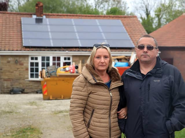 Kevin and Catherine Lorryman outsidetheir bungalow in Snaith, in East Yorkshire, which had water up to the top of the windows during the flooding earlier this year.
Picture: Owen Humphreys/PA Wire