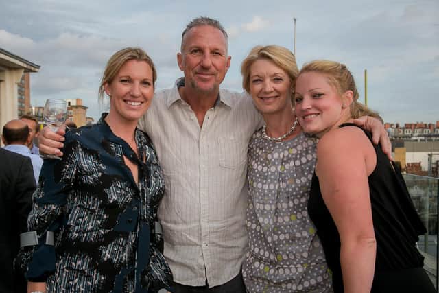 Sir Ian Botham with wife Kathy and daughters Saran and Becky Picture:  David Betteridge,