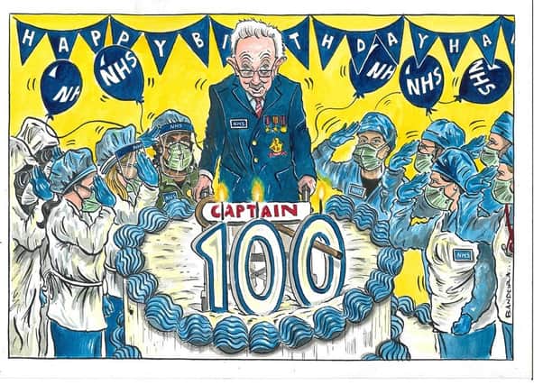 The Yorkshire Post's Graeme Bandeira has produced this 100th birthday cartoon for Captain Tom Moore.