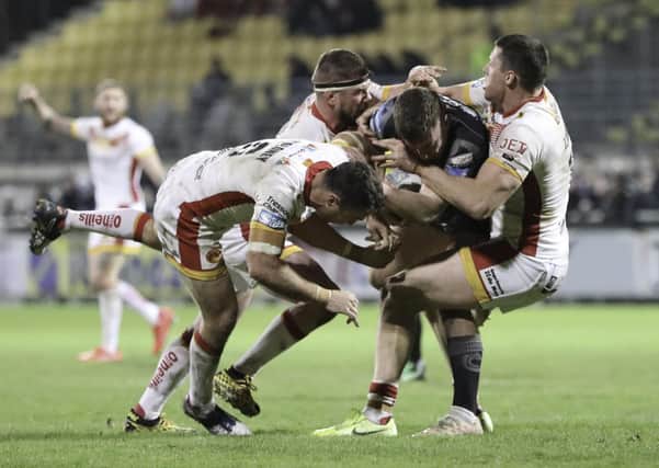 Joel Tomkins in action for Catalans Dragons. Picture by Laurent Selles/Catalan Dragons/via SWpix.com