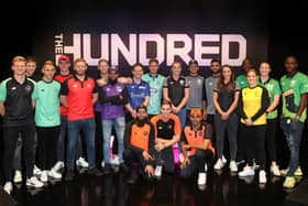 Players, including Northern Superchargers' Adil Rashid and Ben Stokes, line up following The Hundred Draft in October last year. Picture: Christopher Lee/Getty Images.