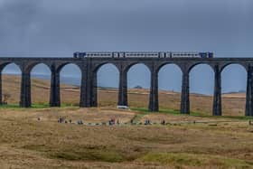 Ribblehead Viaduct during the annual Three Peaks Race