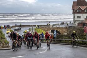 Yorkshire challenge: The peloton during the 2019 Asda Tour de Yorkshire Women’s Race climbs out of Sandsend on the road from Bridlington to Scarborough. This year’s race should have been starting today in Beverley, but has been postponed due to coronavirus. (Picture: Bruce Rollinson)