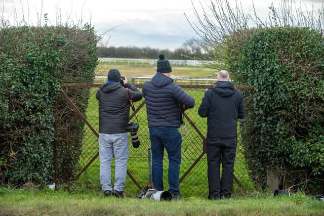Onlookers watch Wetherby's behind closed doors meeting on March 17.