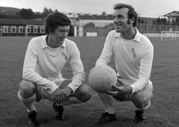 TENACIOUS: Roy Ellam, right, proved an ideal central defensive partner for Trevor Cherry at Leeds United and Huddersfield Town.