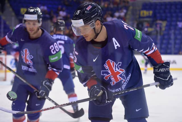 Robert Dowd, warming up with GB team-mate Ben O'Connor ahead of last year's World Championships opener against Germany in Slovakia. Picture: Dean Woolley.