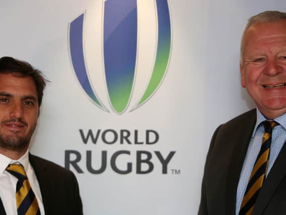 Sir Bill Beaumont, right, has been re-elected as chairman of World Rugby. The 68-year-old fought off a challenge from his vice-chairman Agustin Pichot, left. Picture: PA Wire