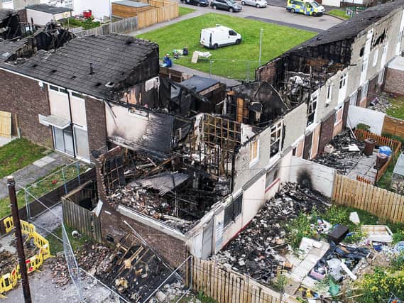 Aerial images show the aftermath of a blaze which ravaged through six homes in Bransholme, Hull. Pictures: SWNS