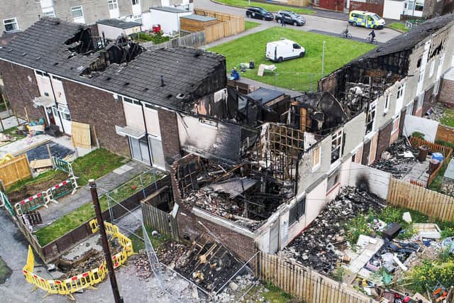 Aerial images show the aftermath of a blaze which ravaged through six homes in Bransholme, Hull