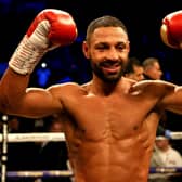Kell Brook celebrates victory over Mark DeLuca in the vacant WBO Intercontinental Super-welterweight title fight at the FlyDSA Arena, Sheffield, in February (Picture: Richard Sellers/PA Wire)