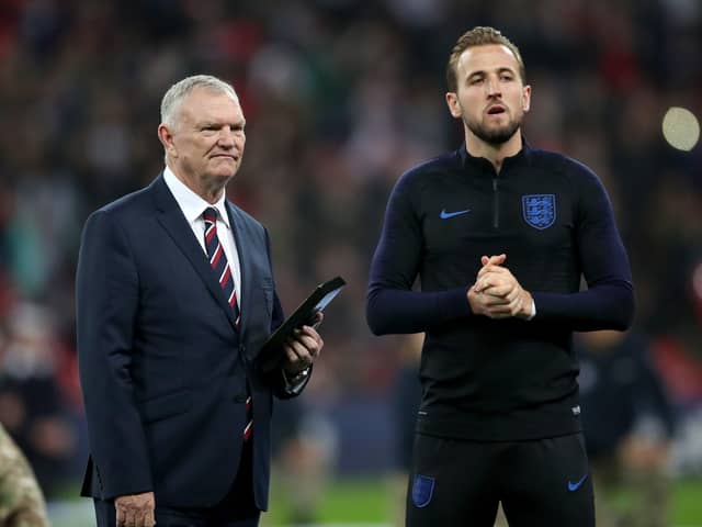 STEP INTO THE UNKNOWN: FA chairman Greg Clarke, pictured with England's Harry Kane at Wembley Stadium. Picture: Nick Potts/PA