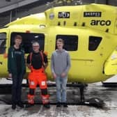 Jake Walton, 17, pictured with his brother Kian, 14, was rescued by teams from Yorkshire Air Ambulance after a fall from his bike last summer.