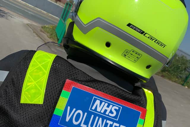 The materials were couriered round the county by motorcycle NHS volunteers