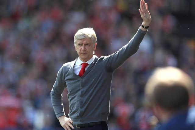 Arsenal manager Arsene Wenger during the Premier League match at the John Smith's Stadium, Huddersfield. PRESS ASSOCIATION Photo. Picture date: Sunday May 13, 2018. See PA story SOCCER Huddersfield. Photo credit should read: Mike Egerton/PA Wire. RESTRICTIONS: EDITORIAL USE ONLY No use with unauthorised audio, video, data, fixture lists, club/league logos or "live" services. Online in-match use limited to 75 images, no video emulation. No use in betting, games or single club/league/player publications.