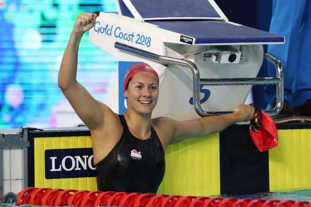 Aimee Willmott celebrates her gold medal.