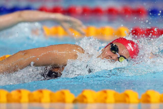 England's Aimee Willmott on her way winning Gold in the Women's 400m Individual Medley at the 2018 Commonwealth Games in the Gold Coast, Australia.