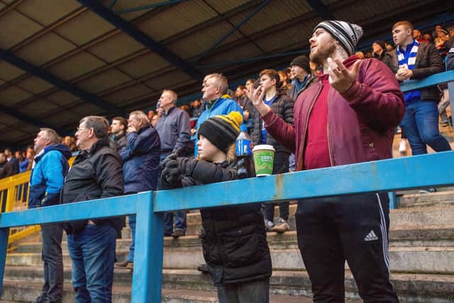 FC Halifax Town's fans watch their team take on Ebbsfleet earlier this season.  Picture: Bruce Rollinson