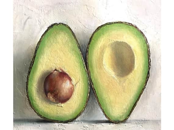 The still life painting of an avocado, purchased by Prince Charles. Art by Helen Brayshaw.