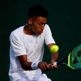 On the up: Paul Jubb in action against Joao Sousa at Wimbledon last year.