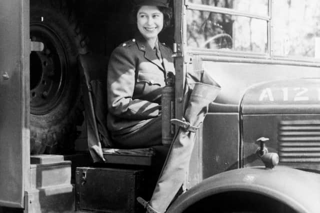 File photo dated 01/01/45 showing Princess Elizabeth at the wheel of an army vehicle while serving in the Auxiliary Territorial Service during the Second World War.