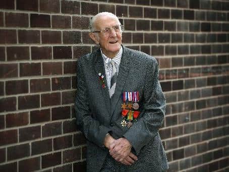 WW2 veteran Jack Mortimer, 96, who was a private in the army, based in Antwerp when victory was declared in Europe on May 8th 1945. Picture Jonathan Gawthorpe