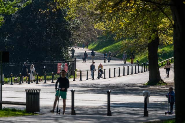 Pictured, members of the public enjoying the warm weather whilst exercising in Roundhay Park, Leeds. Photo credit: James Hardisty / JPIMedia Resell