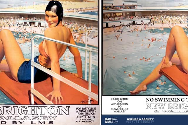 National Railway Museum and Science and Society Picture Library of an original railway travel poster (left) with a reimagined poster (right) designed to show support for key workers, including those working in the rail industry