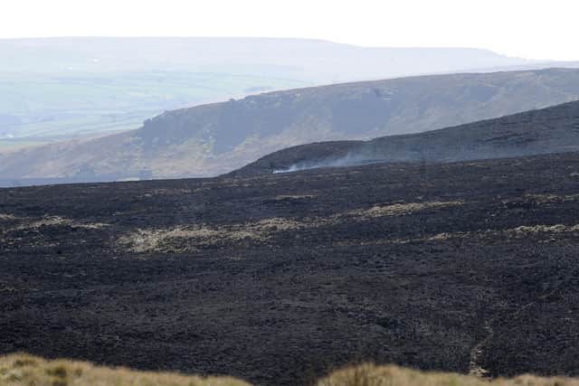 Damage caused by a fire at Widdop Moor in Calderdale last month, as uplands have been described as a "powder keg" vulnerable to wildfires.