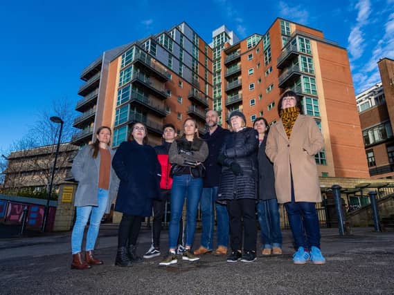 Residents of the St George apartment building in Leeds