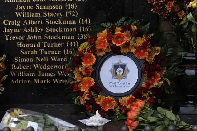 TRIBUTE: A wreath laid at Valley Parade ahead of the online service