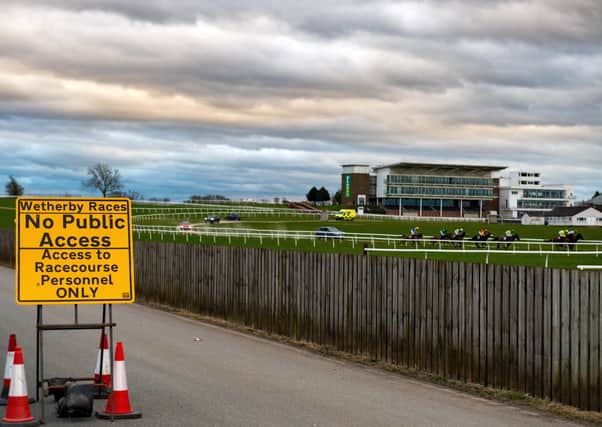 The last race at Wetherby takes place behind closed doors as the Corona Virus continues to hit the sporting world.
17 March 2020. Picture Bruce Rollinson