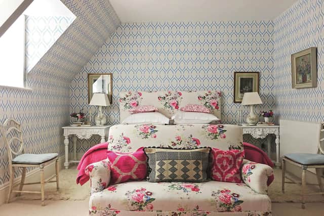 One of the bedrooms, which shows Cath's love of florals